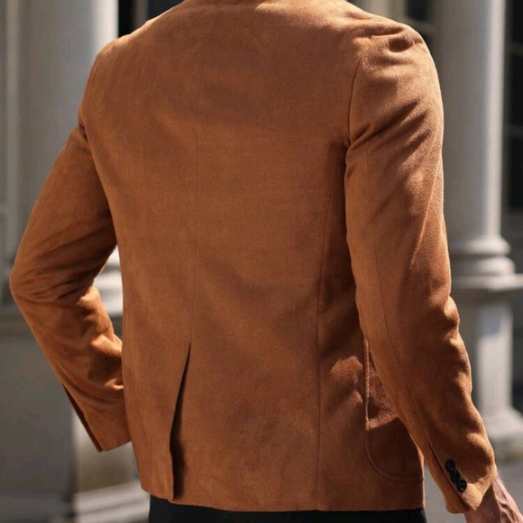 Men's Lapel Neck Long Sleeve Button Front Casual Blazer - Picture 2 of 7